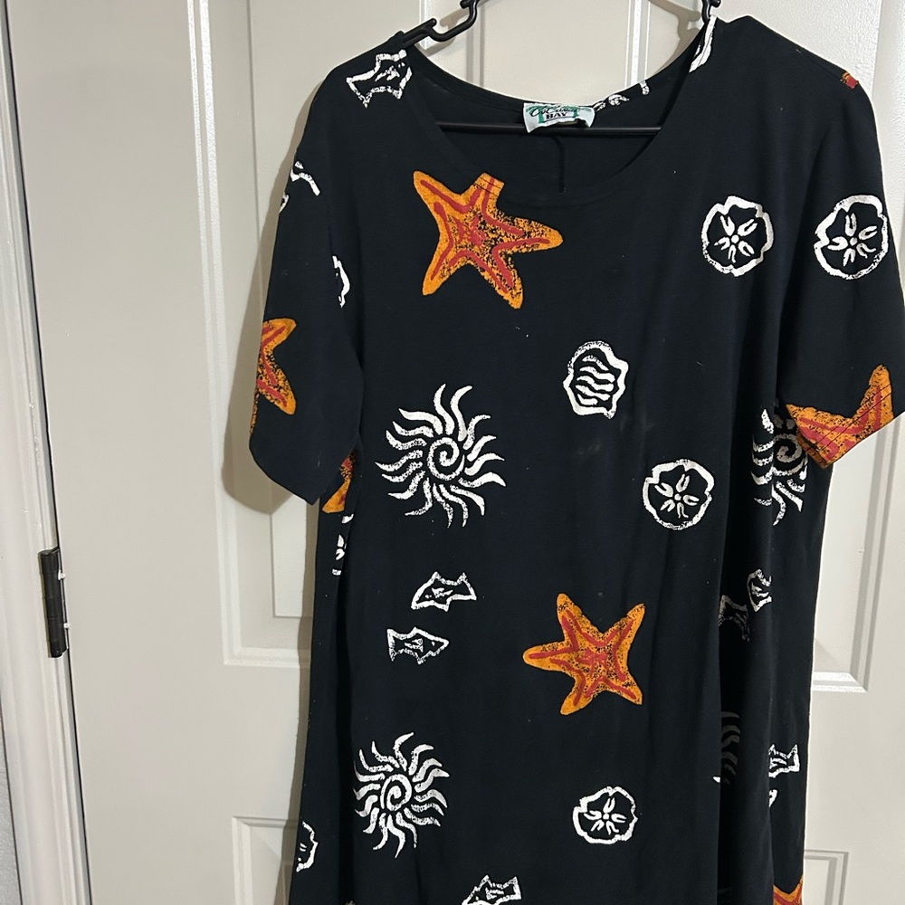 Black and Orange Starfish Mini T-shirt dress or oversized shirt